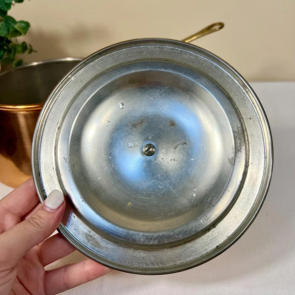 Vintage Copper Double Boiler With Brass Handles | 3 Piece Set